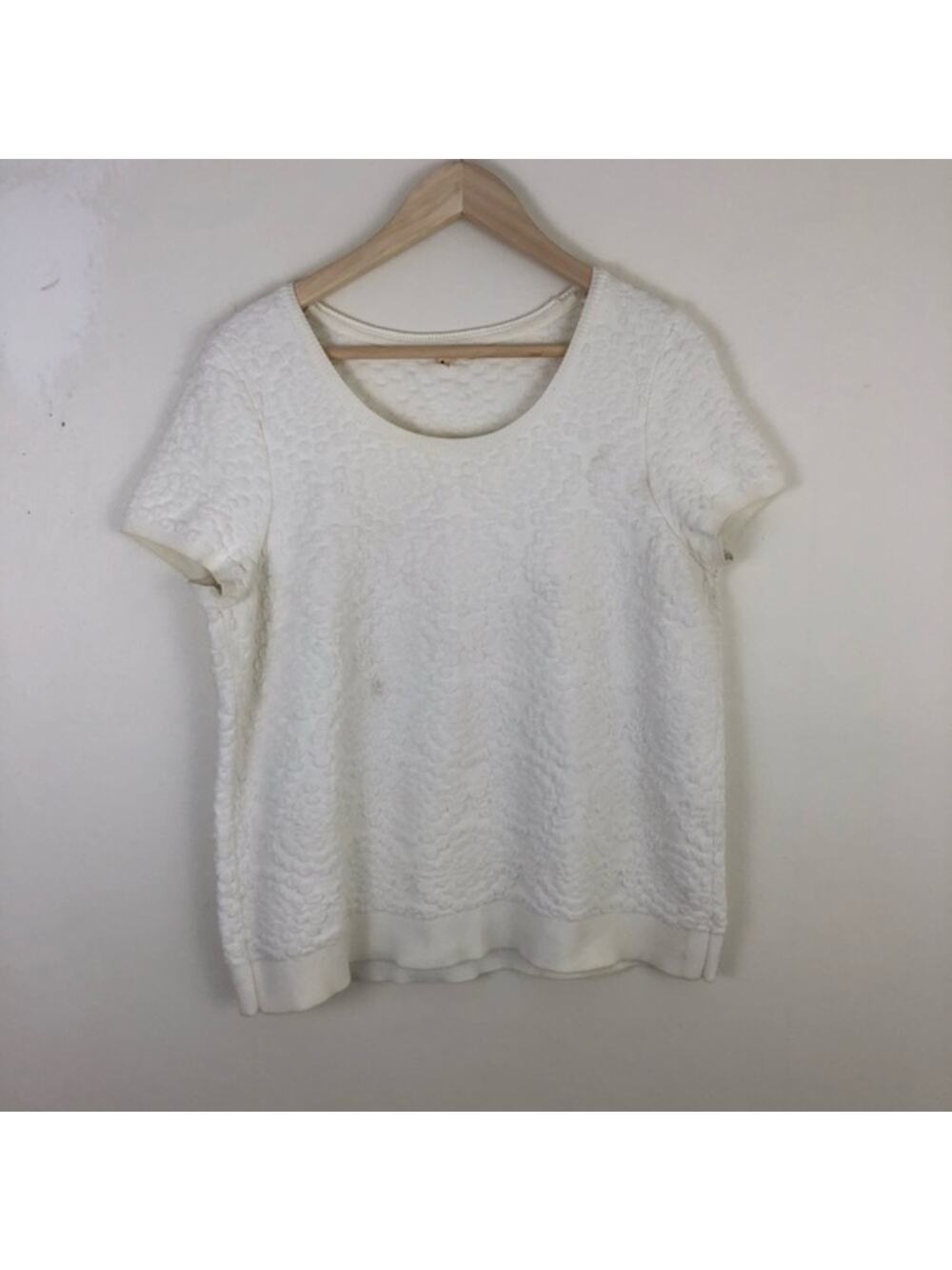 Anthropologie Moth White Quilted Top Size Large